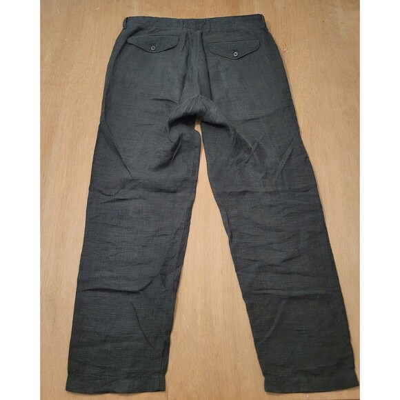 J.CREW Pants Men Size 32x30 100% Linen Straight Fit Green Plaid Casual Pant - Picture 6 of 14